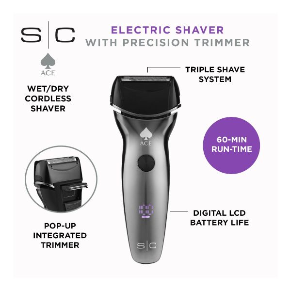 StyleCraft Ace Waterproof Triple Foil Shaver with Integrated Pop-Up Trimmer