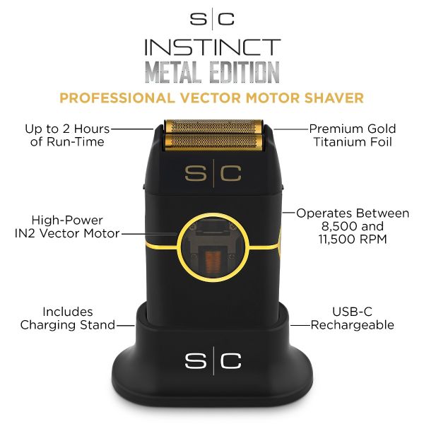 StyleCraft Instinct Metal Professional Double Foil Shaver with IN2 Vector Motor